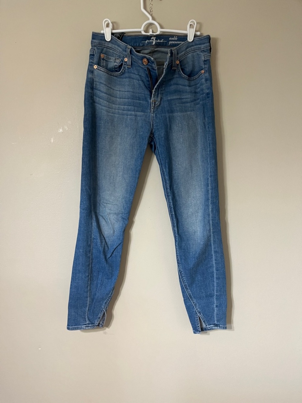 7 For All Mankind Women's Medium Blue Skinny Ankle Jeans